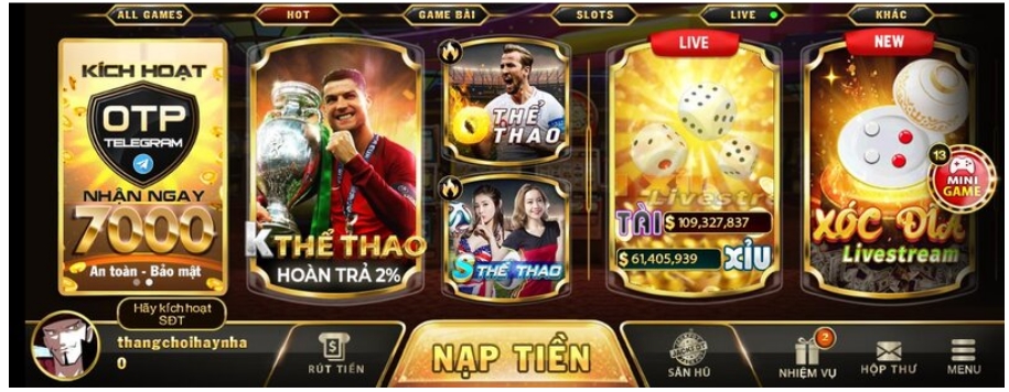 Đăng ký tài khoản và nạp tiền tại trang chủ cổng game